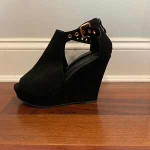 Top Moda Black Wedge Sandals